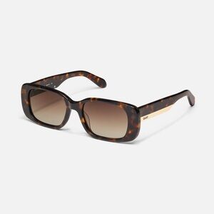 Quay Australia Karma Tortoise Shell Rectangle Sunglasses - Brown Gradient Lenses
